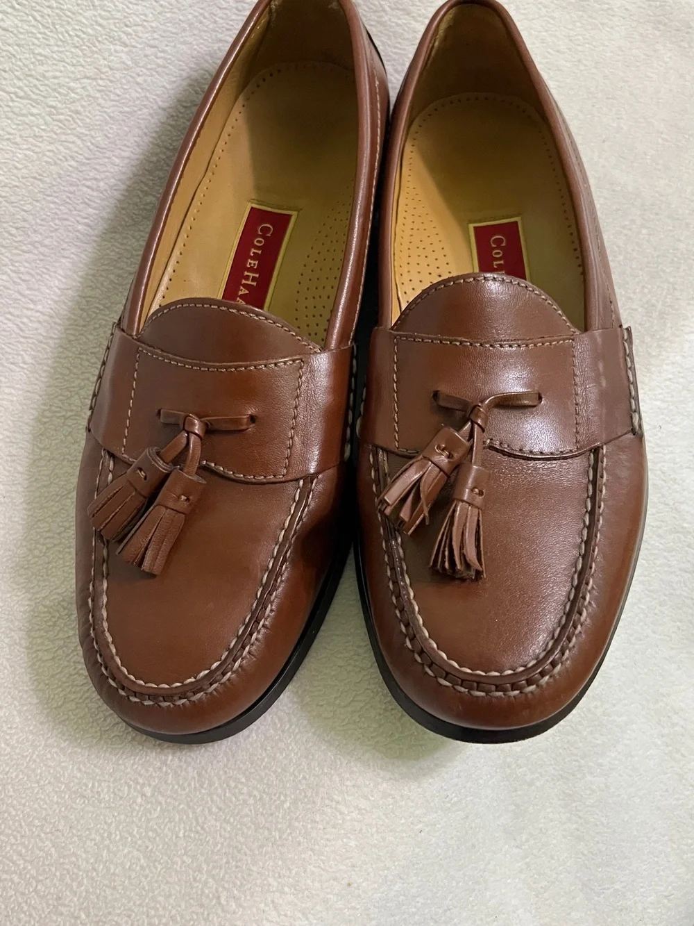 Cole Haan Men’s Tassel Loafers Cognac Leather Size 10 D Classic Dress Shoes